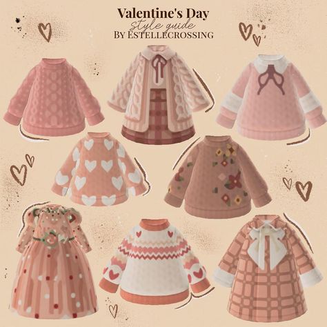 noelle from estelle on Instagram: “Classic pink vibes for Valentine’s Day coming up soon💕 •• *none of the designs are mine* If a design is yours let me know and I will tag…” Acnh Outfits, Cottagecore Animal Crossing, Clothes Codes, Acnh Cottagecore, Acnh Clothes, Animals Crossing, Animal Crossing Funny, Animal Crossing Guide, Animal Crossing Qr Codes Clothes