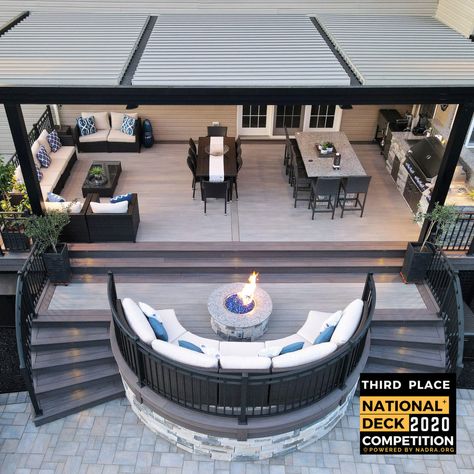 2020 National+ Deck Competition Award Winners Gallery - NADRA Back Deck Ideas Two Levels, Houses With Big Decks, Multi Tier Deck, Multilevel Deck With Pool, Patio Off Of Deck Ideas, Deck Ideas Off Back Of House, Deck Patio Combo, High Elevation Deck With Patio, Composite Deck With Hot Tub