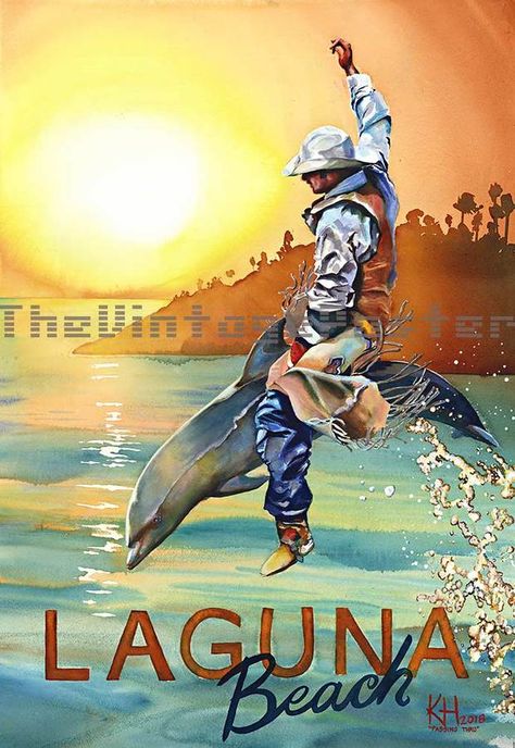 Tropical Cowboy, Surfer Cowboy, Costal Cowboy, Hawaiian Cowboy, California Posters, Beach Cowboy, California Cowboy, Coastal Cowboy, City Posters