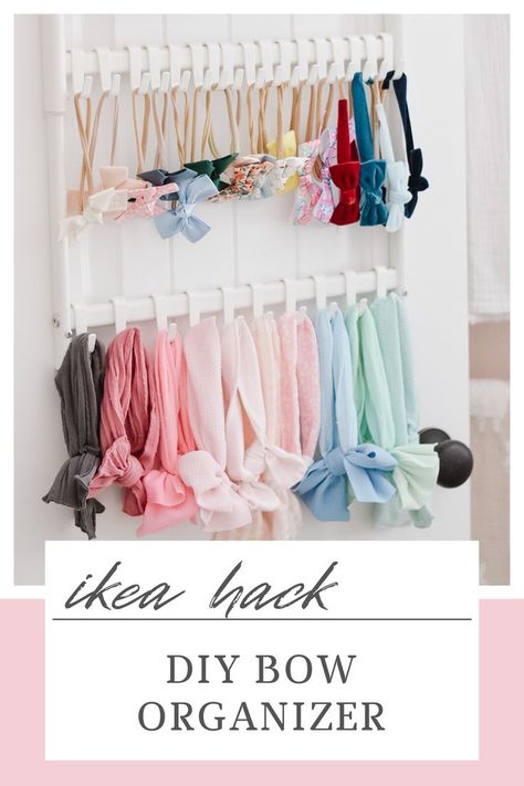 Baby Headband Storage, Ikea Storage Hacks, Ikea Nursery, Baby Closet Organization, Baby Room Organization, Bow Organizer, Ikea Furniture Hacks, Girl Nursery Room