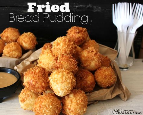 Crunchy and creamy Bread Pudding! Fried Bread Pudding, Deep Fried Bread, Best Bread Pudding Recipe, Deductive Reasoning, Deep Fried Recipes, Fried Bread, Bread Puddings, I Have No Words, Colombian Food