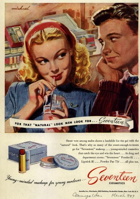 Vintage cosmetics ad Stare Reklamy, Makeup Advertisement, Vintage Makeup Ads, Makeup Ads, Etiquette Vintage, Beauty Ad, Old Advertisements, Retro Advertising, Vintage Cosmetics