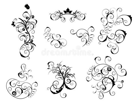 Set of victorian elements stock illustration Page Decoration, Floral Silhouette, Victorian Design, Wedding Scrapbook, Floral Vine, Photoshop Brushes, Swirl Design, Party Banner, Design Floral