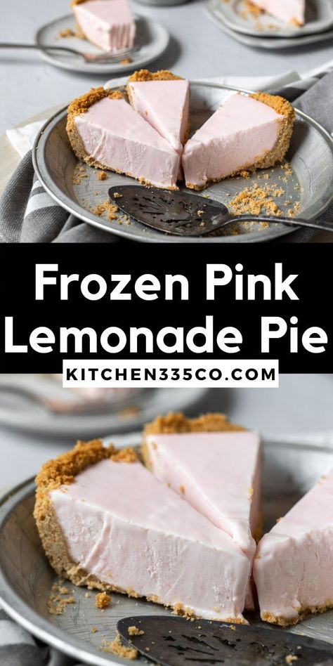 This Frozen Lemonade Pie has a graham cracker crust and a tart, creamy pink lemonade filling Lemonaid Pie Frozen, Frozen Pink Lemonade, Refreshing Dessert Recipes, Frozen Lemonade Pie, Pink Lemonade Pie, Lemonade Pie Recipe, Graham Cracker Pie Crust, Cracker Pie Crust, Graham Cracker Pie