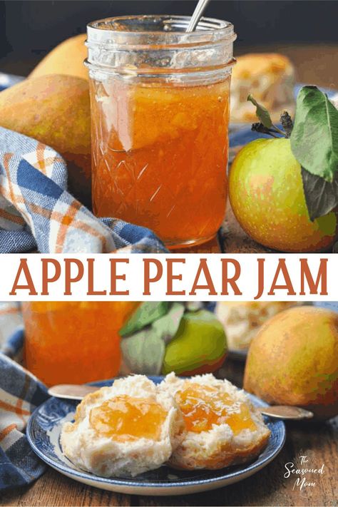 Apple Pear Jam Recipe, Apple Pear Jelly, Apple And Pear Jam, Apple Pear Jam, Apple Pear Recipes, Homeschool Recipes, Pear Jam Recipe, Recipe Teacher, Pear Food