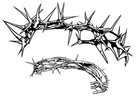 Crown Of Thorns Illustration, Thorn Crown Drawing, Skull With Thorns, Jesus Crown Of Thorns Tattoo, Jesus Thorn Crown, Crown Of Thorns Drawing, Thorn Crown Tattoo, Thorns Illustration, Thorns Drawing