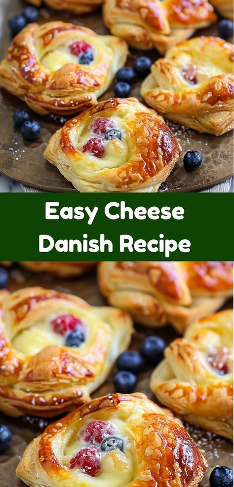 This easy cheese Danish recipe is a must-try. A flaky pastry with creamy cheese filling that’s perfect for breakfast or a snack. Easy Cheese Danish Recipe, Homemade Cheese Danish Recipe, Easy Cheese Danish, Breakfast Danish, Breakfast Cheese Danish, Easy Puff Pastry Recipe, Cheese Danish Recipe, Recipe With Cream Cheese, Danish Recipe