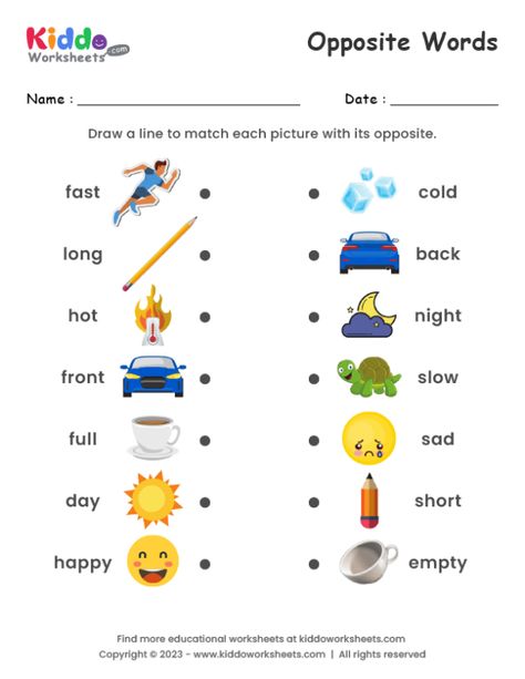 Opposites Matching Worksheet, First Class Worksheet In English, Opposites For Preschool Free Printables, Ukg Worksheets Activities Drawing, Opposites Worksheet Kindergarten, Picture Matching Free Printable, Opposite Worksheets Kindergarten, Word Opposites Worksheets, Opposite Worksheets Grade 1