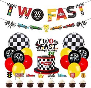 Fast Birthday Decorations, Car Theme Party, Race Car Birthday Decorations, Two Fast Birthday, Cars Birthday Party Disney, Car Themed Parties, Race Car Birthday Party, Birthday Themes For Boys, Race Car Party