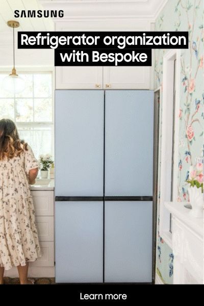 Organize Snacks, Bespoke Fridge, Bespoke Refrigerator, Custom Door Panels, 4 Door Fridge, Fridge Design, Samsung Bespoke, Samsung Fridge, Snacks For Kids