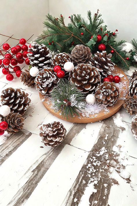 hatisan 115Pcs Christmas Pine Cones Berry Pine Branch Set White Christmas Decorations for DIY Crafts Home Xmas Tree Gift Party Supplies, Assorted Sizes White Christmas Decorations, Christmas Pine Cones, Diy Crafts Home, White Christmas Decor, Pine Branch, Tree Gift, Diy Home Crafts, Crafts Home, Xmas Tree