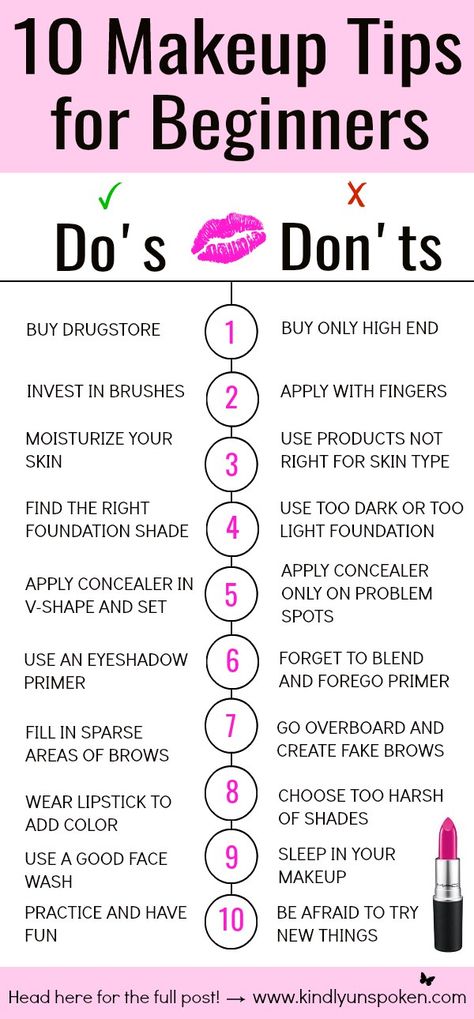 10 Makeup Tips for Beginners + Do's and Don'ts- These 10 Makeup Tips for Beginners will help newbies understand how to apply makeup, basic do’s and don’ts when wearing makeup, and how to feel more confident and beautiful when wearing makeup! #beginnermakeuptips #makeuptips #makeuptutorial How To Wear Makeup, Alat Makeup, Makeup Tip, How To Apply Concealer, Feel More Confident, Apply Makeup, Do's And Don'ts, Makeup Hacks, Foundation Shades