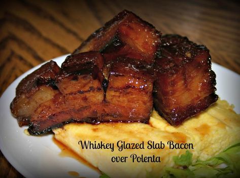 Bacon Polenta, Broiled Salmon Recipes, Low Boil, Honey Glazed Salmon Recipe, Cilantro Lime Salmon, Whiskey Glaze, Whiskey Sauce, Oven Roasted Salmon, Tonights Dinner