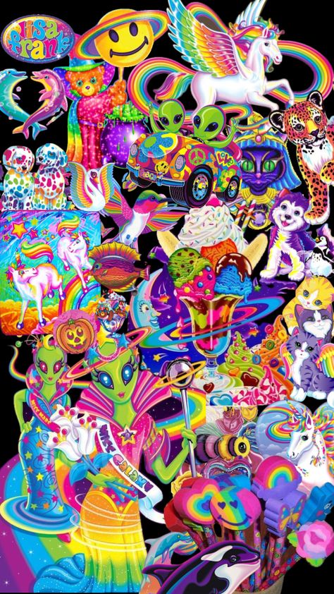 Lisa Frank #lisafrank #rainbow#colorful Lisa Frank Wallpaper, Frank Wallpaper, Rainbow Aesthetic, Iphone Homescreen Wallpaper, Rainbow Brite, Lisa Frank, Homescreen Wallpaper, Animals Images, Cartoon Art Styles