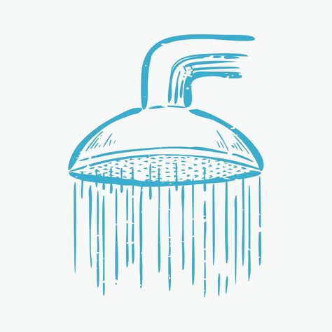 Bath Doodle, Beach Icon, Scrapbook Journal, Rain Shower, Free Illustrations, Cute Design, Shower Head, Icon Illustration, Linocut