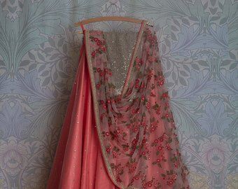 Etsy :: Your place to buy and sell all things handmade Beautiful Lehenga, Lehenga Choli Designs, Simple Lehenga, Indian Outfits Lehenga, Peach Colour, Lehnga Dress, Buy Wedding Dress, Lehenga Wedding, Blue Lehenga