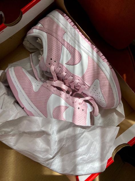 Pink Corduroy Dunks, Low Dunks Outfit, Dunks Outfit, Wmns Air Jordan 1, Bday List, Clothes Board, Branded Shoes, History Project, Pretty Shoes Sneakers