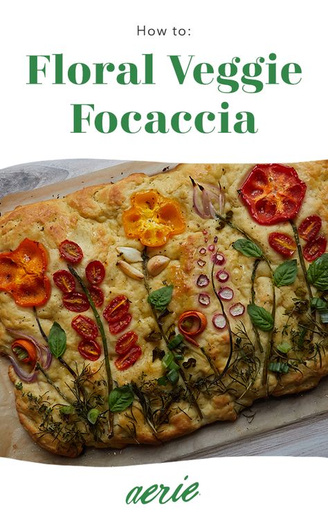 This season is inspired by all things garden party. That’s why we’ve created this floral veggie focaccia! It’s pretty, savory, and an absolute must have. Read on below to see how we made it and how you can, too! Fairy Garden Party Snacks, Garden Party Luncheon Ideas, Garden Themed Party Food, Floral Appetizers, Midsummer Garden Party, Vegetable Foccacia, Summer Garden Party Food, Veggie Focaccia, Garden Party Snacks