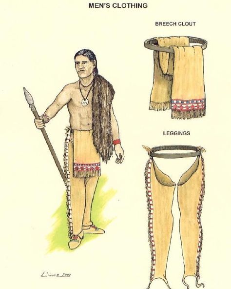 This is the classic men’s garment especially for young men… It includes a loincloth that’s called a “breech” and long #leggings —the color of which will indicate what #tribe you belong to…, Red leggings were an indication that you are a warrior from the #newengland coast..., and white were an indication that you were a brave from the #greatlakes nations... These #color distinctions were particularly useful during battle… So dudes..., everytime you “pull up your #britches” that's Indian! Native American Dress, Mode Steampunk, Dibujo Simple, Native American Regalia, Native American Clothing, Native American Men, Native American Crafts, Native American Peoples, Native American Heritage