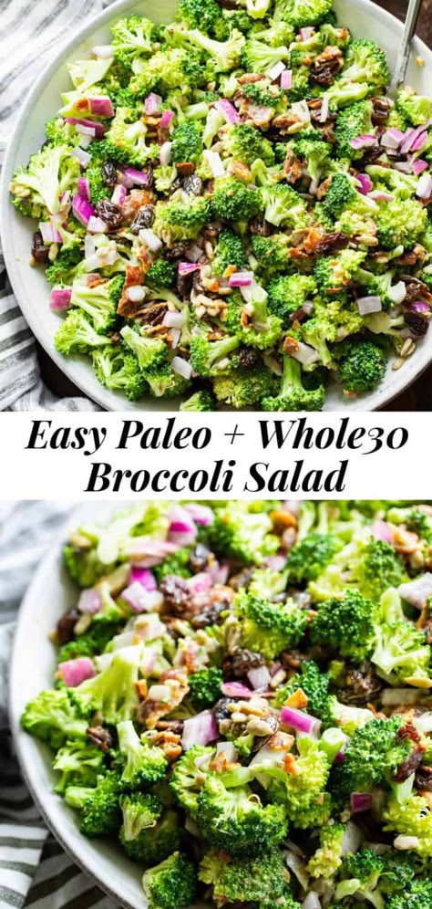 Paleo Broccoli Salad, Whole 30 Salads, Paleo Running Momma, Whole 30 Lunch, Paleo Side Dishes, Easy Whole 30 Recipes, Paleo Sides, Paleo Salads, Broccoli Salad Recipe