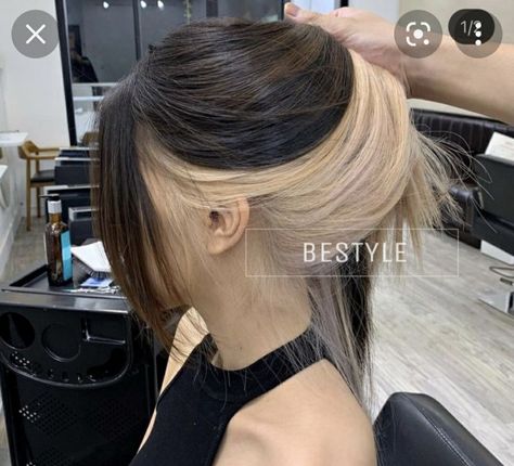 Hair Color Underneath Blonde, Blond Underneath, Blonde Underlights, Blonde Underneath Hair, Hair Dye Inspiration, Streaks Hair, Under Hair Color, Blonde Underneath, Two Color Hair