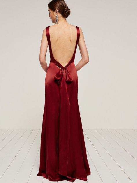 WEDDINGS - Reformation Open Back Grad Dresses, Backless Prom Dresses Open Backs, Plain Prom Dress, Open Back Silk Dress, Debs Dresses, Backless Gowns, Prom Dress Websites, Red Backless Dress, Open Back Prom Dress