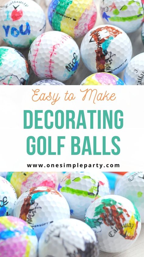 Father’s Day Golf Ball Craft, Golf Themed Crafts, Diy Put Put Golf, End Of Season Golf Party, Golf Decorating Ideas Party Diy, Golf Birthday Party Activities, Fathers Day Golf Crafts For Kids, Mini Golf Party Ideas, Mini Golf Party Favors