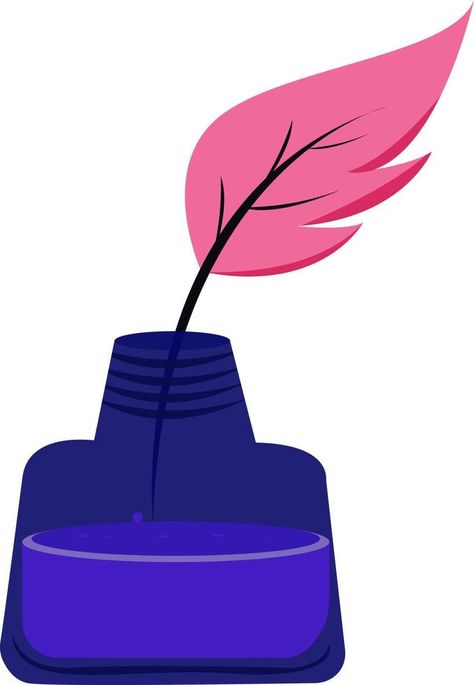 Purple ink pot, illustration, vector on white background Pot Illustration, Ink Pot, Background Background, Illustration Vector, White Background, Vector Free, Royalty Free, Clip Art, Purple