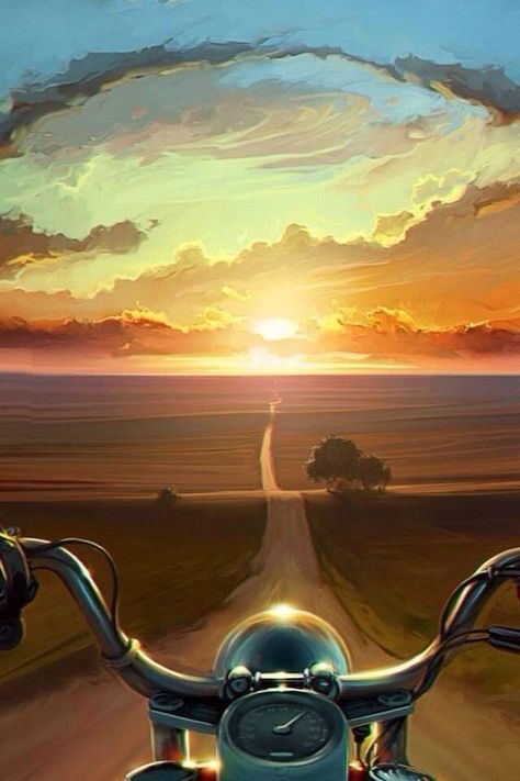 Gorgeous # motorcycle pov art David Mann Art, Мотоциклы Harley Davidson, Sunset Canvas Painting, Motorcycle Painting, Biker Art, Motorcycle Art, Biker Life, Cycling Art, Tableau Art