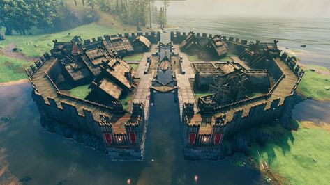 Valhiem Base Ideas, Valheim Base Ideas, Conan Exiles Base Design, Sci Fi Laboratory Concept Art, Ark Base Design, Valheim Castle, Ark Survival Evolved Bases, Viking House, Base Ideas