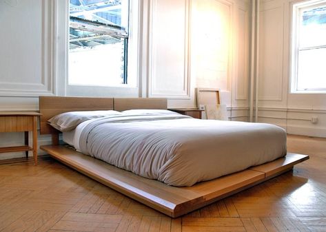 Low Floor Bed, Designer Beds, Bed Inspo, Black Bedroom Design, Wood Bed Design, Headboard Ideas, Bed Frame Design, Modern Platform Bed, Bed White