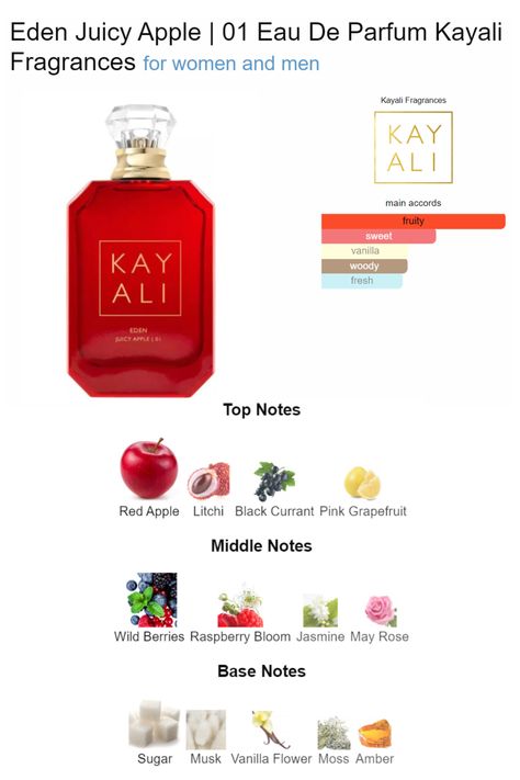 Kayali Eden Juicy Apple, Kayali Eden, Kayali Perfume, Essential Oil Perfumes Recipes, Seductive Perfume, Fragrance Lab, Apple Notes, Perfume Recipes, Fragrances Perfume Woman