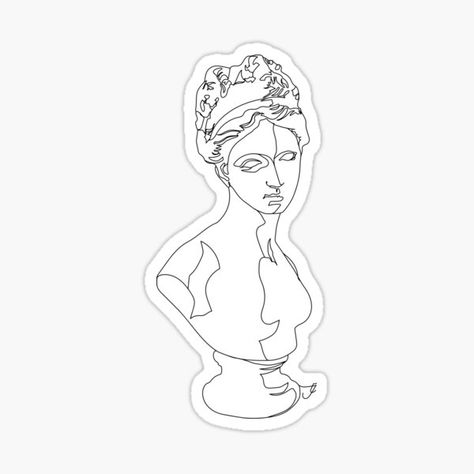 Venus Bust Tattoo, Venus Tattoo, Tarot Tattoo, Drawing Sticker, Roman Statue, Contour Drawing, One Line Drawing, Ancient Sculpture, Continuous Line