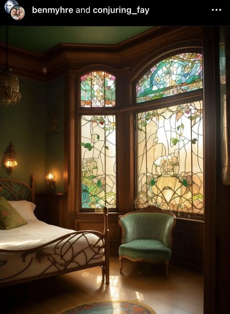 Art Nouveau Bedroom, Art Nouveau House, Art Nouveau Interior, Art Nouveau Furniture, Art Nouveau Decor, Glass Room, Art Deco Decor, Rich Home, Interiors Dream