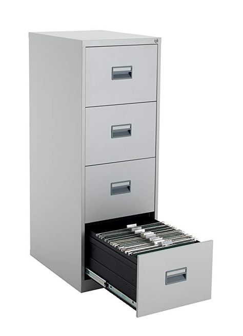 Talos Heavy Duty Steel Filing Cabinet, 40 kg Drawer Tolerance, Grey, 4 Literature Organizer, Steel Cabinet, File Organiser, Drawer Storage, Office Room, Office Storage, File Cabinet, Storage Drawers, Filing Cabinet