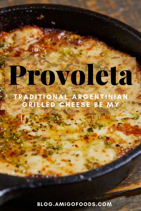 Provoleta is one of the staples of classic Argentinian BBQs (also known as asados). It’s a hearty appetizer made with grilled cheese, oregano, and crushed red pepper. Provoleta represents a delicious unity of Italian and Argentinian gastronomy, and in this article, we’re diving deep into the popular Argentinian food. #argentinianfood #argentina #provoleta #cheese #queso #asados #amigofoods Argentina Recipes Authentic, Argentinian Appetizers, Hearty Appetizer, Argentine Food, Argentinian Grill, Argentina Food, Cheese Queso, Argentinian Food, Cheese Dishes