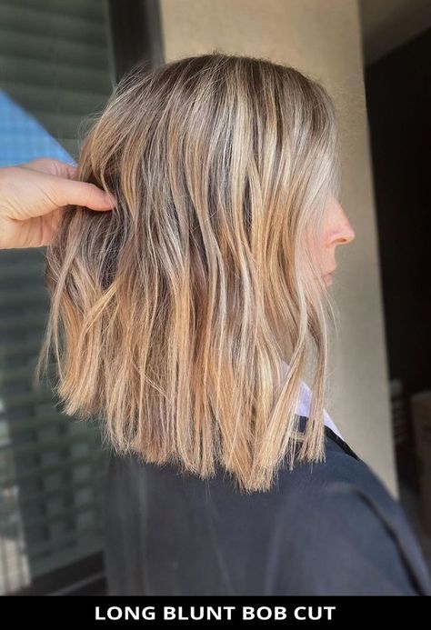 The long blunt bob cut is the perfect style to show off your natural features. Soft, sleek and sexy - it's all in one! We've rounded up 21 modern long blunt bob for a striking new style. You can go find it by clicking the link! Photo Credit: Instagram @kendallelisebeauty Lob Haircut Straight, Line Bob Haircut, Thick Hair Styles Medium, Long Bob Haircuts, Lob Haircut, Blonde Hair Looks, Bob Haircuts, Medium Hair Cuts, Long Bob