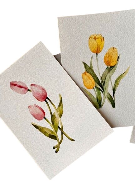 watercolor Watercolor Sisters Paintings, Tulips In Watercolor, Gouache Tulips, Watercolor Illustration Art, Tulip Art Painting, Watercolor Paintings Flowers, Drawing Tulips, Cute Watercolor Paintings, Tulip Watercolor Painting