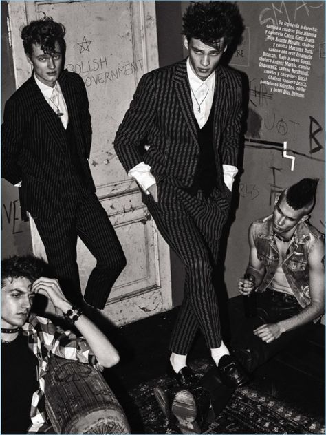 GQ-Espana-2017-Editorial-Punks-Not-Dead-005 Textile Moodboard, 80s Goth Fashion, Goth Mens Fashion, Prom Outfits Men, Punk Outfits Men, Goth Outfits Men, Goth Fashion Men, Punk Fashion Men, Punk Prom