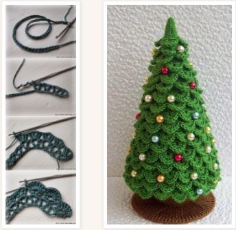 Crochet Christmas Trees Free, Spiral Christmas Tree, Crochet Christmas Trees Pattern, 3d Crochet, Crochet Tree, Christmas Tree On Table, Crochet Christmas Gifts, Crochet Xmas, Cone Christmas Trees