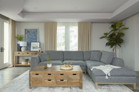 Modern Cottage/Coastal: Coaster Fine Furniture offers this casual sectional and cocktail in coastal-home like setting. Mid Century Modern Sectional Sofa, Modern Sectional Sofa, Grey Sectional Sofa, Upholstered Chaise, Fabric Sectional Sofas, Grey Sectional, Fabric Sectional, Grey Upholstery, Ornate Furniture