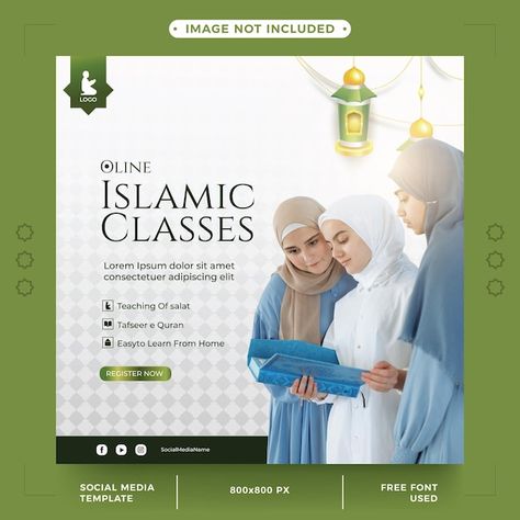 Islamic Social Media Post Design, Islamic Posts For Instagram, Islamic Social Media Design, School Advertising, Admissions Poster, Islamic Poster, Social Media Post Template, Islamic Post, Online Quran