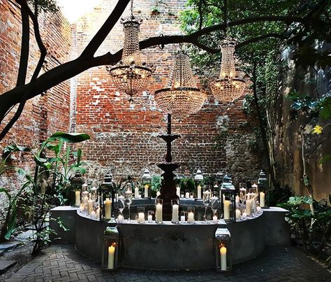 New Orleans has some of the most romantic courtyards hidden throughout the French Quarter.  #fireflyambiance #fountaindecor #weddingfountain #courtyardwedding #frenchquarterwedding #weddingdecor #weddingcandles #candles #uniqueweddings #wedding #weddings #reception #weddingrecpetion #weddingideas #weddinginspiration #nola #nolawedding #nolaweddings #nolaevent #neworleanswedding #neworleansweddings #followyournola #onetimeinnola #frenchquarterwedding #pharmacymuseumwedding #pharmacymusuem New Orleans Bedroom Decor French Quarter, New Orleans Courtyard Wedding, French Quarter Courtyards, New Orleans Themed Party, Roadhouse 2024, New Orleans Theme Party, New Orleans Backyard, New Orleans Wedding Reception, Nola Aesthetic