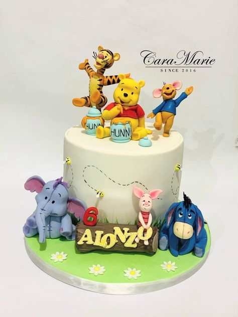 Winnie The Pooh And Friends Cake, Cake Pooh, Pooh Cake, Baby Party Decorations, Winnie The Pooh Cake, Monthly Pictures, Monthly Baby Pictures, Pooh And Friends, Friends Cake