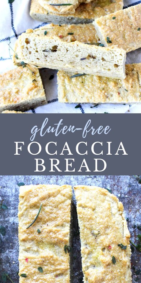 This delicious gluten-free no yeast focaccia bread is so easy to make! You only need a few simple ingredients like almond flour, eggs, and fresh herbs. Plus only 15 minutes of prep time! It's fluffy on the inside, crispy on the outside, and pairs perfectly with your favorite cozy soup! #glutenfreefocacciabread #almondflourbread #noyeastbread #glutenfreerecipes #herbbread Easy Focaccia Bread Recipe, Gluten Free Benefits, Gluten Free Focaccia, Simple Paleo, Paleo Breads, Yeast Free Breads, Cozy Soup, Herb Bread, Flour Alternatives