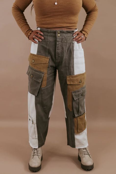 Cargo pants, colorblock tops, Vintage aesthetic, retro styles, crochet sweaters, mock neck, quilted jackets, Patchwork prints, patchwork jumpsuits, patchwork tops, patchwork bottoms, patchwork dresses, cottage core, boho prints, boho style, flannels, floral prints, paisley print, knit tops, crochet sweaters, statement pieces, fall outfits 2023, trending, boho aesthetic, festival looks, two piece sets, crop top, bold prints, casual fall fashion, fall family photos, fall photoshoot, fall fits Sporty Streetwear, Girls Night Outfit, Colorblock Pants, Unique Pants, Patchwork Top, Patch Work, Athleisure Outfits, Autumn Fashion Casual, Denim Patchwork