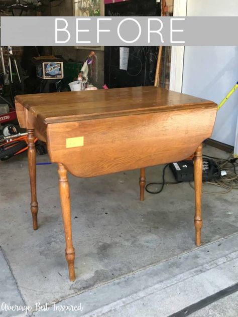 Chalk Painted Drop Leaf Table Makeover - Average But Inspired Antique Folding Table Makeover, Refurbished Drop Leaf Table, Drop Side Table, Folding Leaf Table, Drop Side Table Makeover, Upcycled Drop Leaf Table, Chalk Paint Drop Leaf Table, Antique Drop Leaf Table Makeover, Refinished Drop Leaf Table