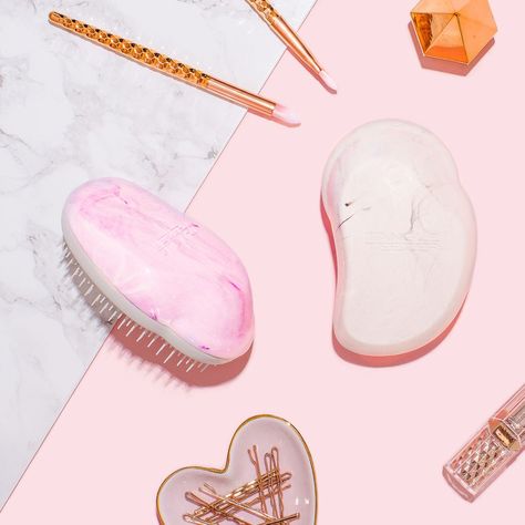 Colourful content creation for Tangle Teezer. Product photography & styling by Marianne Taylor. Product Photography Styling, Marble Collection, Tangle Teezer, Photography Styling, Pink Marble, Product Photography, Hair Brush, Content Creation, Photography Ideas