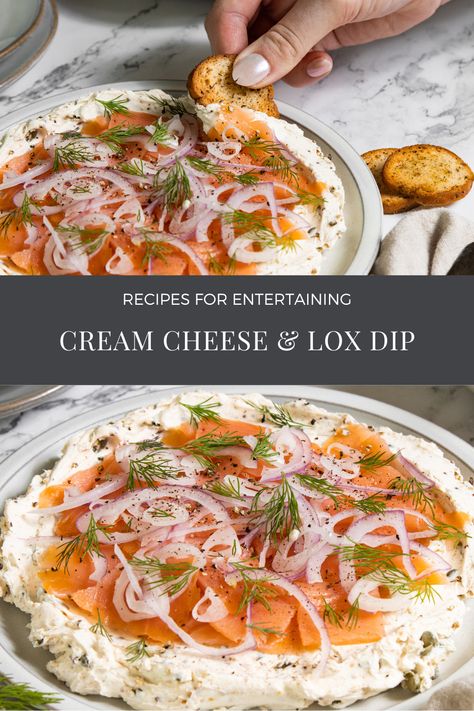 Cream Cheese and Lox Dip Lox Dip, Easy Brunch Appetizers, Lox And Cream Cheese, Cheese Ring, Brunch Appetizers, Cream Cheese Appetizer, Bagel Toppings, Bagel Chips, Diy Dish