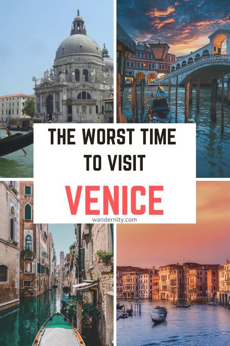 Considering a trip to the enchanting canals of Venice? Think again if you're planning during these times! Our in-depth guide reveals when Venice is overwhelmed by floods, packed with tourists, and suffocating with heat. Learn the secrets of when NOT to book your Venetian escape and enjoy a more authentic and comfortable experience. Click the link to find out more, and discover the best times to explore this magical city! Venice Places To Visit, Rome To Venice By Train, Must See Venice Italy, Venice Tourist Attractions, Travelling Ideas, Magical City, Visit Venice, Wrong Time, Think Again